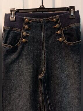 DG2 by Diane Gilman Dark Blue High-Waist Wide-Leg Jeans
